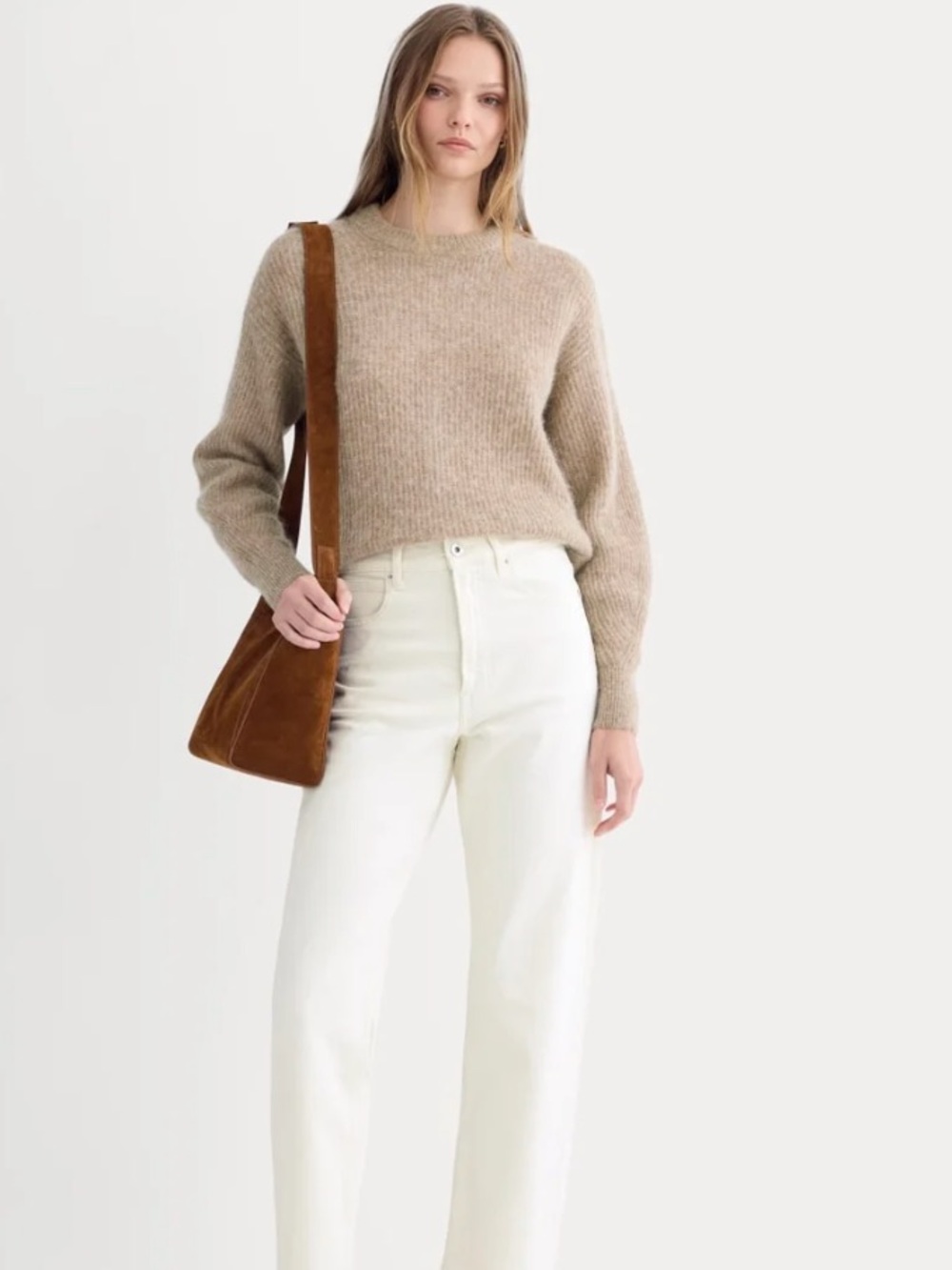 Everlane Cocoon Crewneck Sweater in Beige - Small